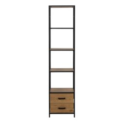 Rackhams Seaford Bookcase with 2 Drawers and 3 Shelves in Black & Oak - 1 - Black and Natural - Wood - thumbnail 2