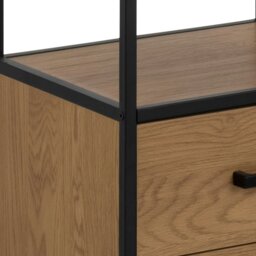 Rackhams Seaford Bookcase with 2 Drawers and 3 Shelves in Black & Oak - 1 - Black and Natural - Wood - thumbnail 6