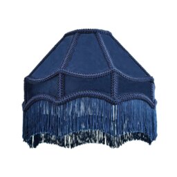 Rackhams Traditional Victorian Empire Lampshade in Midnight Blue Velvet with Tassels - thumbnail 1