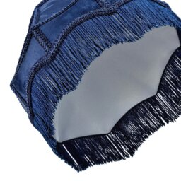 Rackhams Traditional Victorian Empire Lampshade in Midnight Blue Velvet with Tassels - thumbnail 4