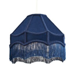 Rackhams Traditional Victorian Empire Lampshade in Midnight Blue Velvet with Tassels - thumbnail 2