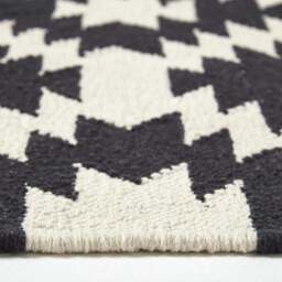 Rackhams Zurich Handwoven Black and White Cotton Geometric Kilim Rug - 120 x 170 cm - thumbnail 5