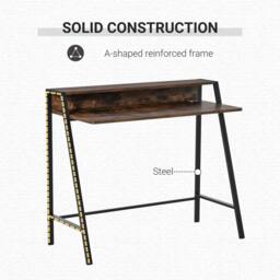 Rackhams Writing Desk Computer Table Home Office PC Laptop Workstation Storage Shelf 100L x 45W cm Rustic Brown - thumbnail 5