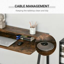 Rackhams Writing Desk Computer Table Home Office PC Laptop Workstation Storage Shelf 100L x 45W cm Rustic Brown - thumbnail 6