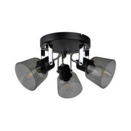 Rackhams Zach 3 Light Black Ceiling Spotlight Plate with Glass Shade - thumbnail 3