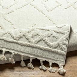 Rackhams Nora-Geometric Grey Ivory High Pile Fringe Rug - 160 x 213 cm - thumbnail 4