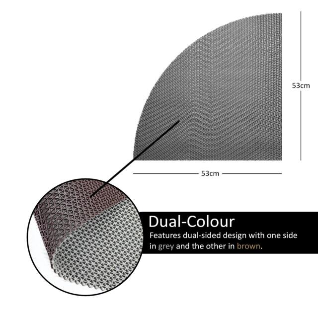 Rackhams Reversible Dual-Colour PVC Shower Bathroom Anti slip Mat - Grey/Brown - Quadrant 53x53cm - image 1