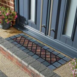 Rackhams Eco-Friendly Rubber Step Mat - Blue Border - Single Mat