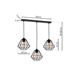 Rackhams Colin Black Pendant Lamp 3XE27 Hand Made Matt Black Cage Style Lamps Creating Industrial Chic - thumbnail 5