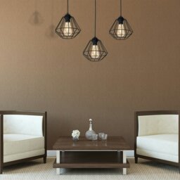 Rackhams Colin Black Pendant Lamp 3XE27 Hand Made Matt Black Cage Style Lamps Creating Industrial Chic - thumbnail 3