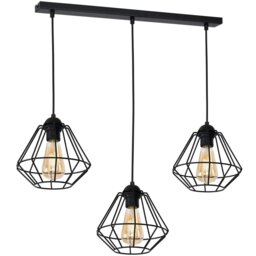 Rackhams Colin Black Pendant Lamp 3XE27 Hand Made Matt Black Cage Style Lamps Creating Industrial Chic - thumbnail 4