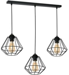 Rackhams Colin Black Pendant Lamp 3XE27 Hand Made Matt Black Cage Style Lamps Creating Industrial Chic - thumbnail 6