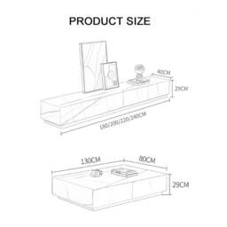 Rackhams Demelza TV Stand Set With Coffee Table, Gold Base, Sintered Stone - 200cm - With Coffee Table - thumbnail 6