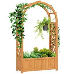 Rackhams Wooden Raised Garden Bed, Trellis Planter w/ Trellis, Fabric Liner - thumbnail 2