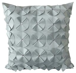 Rackhams 3D Petal Detail With Gem Stud Detail Cushion - 56cm x 56cm - Silver