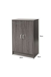 Rackhams 6-Tier Two Doors Wood Grain Shoe Cabinet - Grey - thumbnail 3