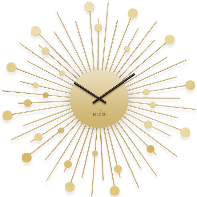 Rackhams Brielle Large Wall Clock Starburst / Sunburst Quartz Painted Metal Frame 50cm - Gold - image 1