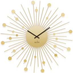 Rackhams Brielle Large Wall Clock Starburst / Sunburst Quartz Painted Metal Frame 50cm - Gold - thumbnail 1