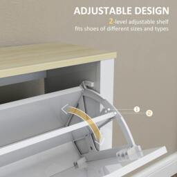 Rackhams 16-Shoe Storage Cabinet 4 Shelves 4 Drawers Tabletop White - Melamine coated - White - Particle board - thumbnail 5