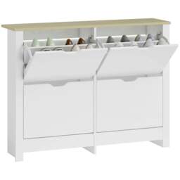 Rackhams 16-Shoe Storage Cabinet 4 Shelves 4 Drawers Tabletop White - Melamine coated - White - Particle board - thumbnail 2