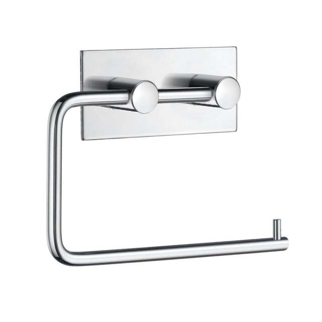 Rackhams Polished Stainless Steel Toilet Roll Holder Self Adhesive Bathroom Wall Mounted - image 1