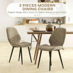 Rackhams Velvet Dining Chairs, Set of 2 Dining Room Chairs with Metal Legs for Living Room, Dining Room, Light Brown - thumbnail 4
