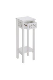 Rackhams 2-tier French Style Small Slim Accent Side Table Stand Wood Unit Nightstand with Drawer Shelf - White - thumbnail 5