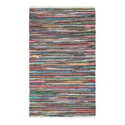 Rackhams Hand Woven Multi Coloured Striped Cotton Chindi Rug - 70 x 120 cm - thumbnail 2