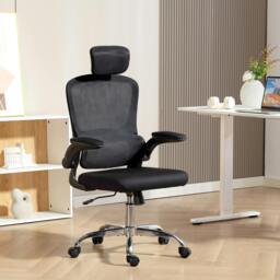 Rackhams High Back Mesh Computer Desk Chair with Lumbar Support, Black - Black - thumbnail 1