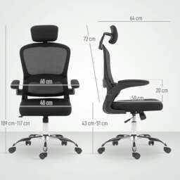 Rackhams High Back Mesh Computer Desk Chair with Lumbar Support, Black - Black - thumbnail 3