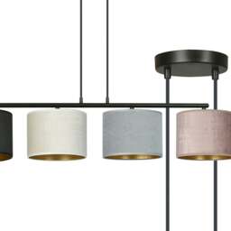 Rackhams HILDE Pendant lamp 4 x E27 Black with Black, Grey and Pink Shade - thumbnail 2