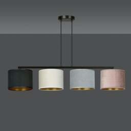 Rackhams HILDE Pendant lamp 4 x E27 Black with Black, Grey and Pink Shade - thumbnail 3