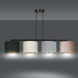 Rackhams HILDE Pendant lamp 4 x E27 Black with Black, Grey and Pink Shade - thumbnail 4