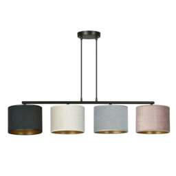 Rackhams HILDE Pendant lamp 4 x E27 Black with Black, Grey and Pink Shade