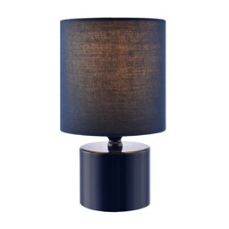 Rackhams Modern Midnight Blue Glossy Table Lamp with Cotton Fabric Shade - thumbnail 2