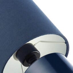 Rackhams Modern Midnight Blue Glossy Table Lamp with Cotton Fabric Shade - thumbnail 4