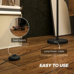 Rackhams Modern Standing Lamp with Double Layer Shade & Foot Switch, Black - Black - Bulb not included - Metal, fabric - thumbnail 4