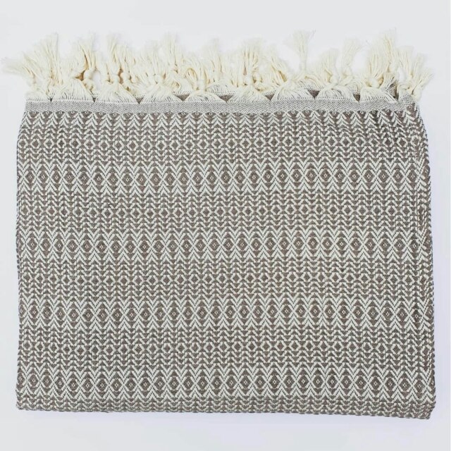 Rackhams Nora Cotton Reversible Throw Blanket - Taupe - image 1