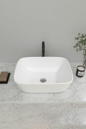 Rackhams Square Countertop Bathroom Vessel Sink Bowl - White - thumbnail 1