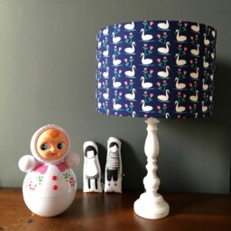 Rackhams 30cm x 20cm SALE - Midnight Blue Handmade Swan Lampshade - thumbnail 2