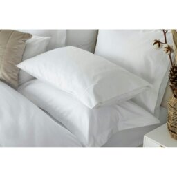 Rackhams Embroidered Detail Egyptian Cotton Pillowcase - White - 75cm x 50cm - White - 100% Egyptian Cotton - thumbnail 3