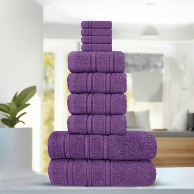 Rackhams Luxury Everyday 100% Cotton Towels - Super Absorbant and Soft - Purple - Purple - Hand Towel