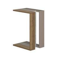 Rackhams Muju Modern C Shape Table Oak Effect Gold Marble Effect Mocha Grey Multipurpose  H 57cm - Anthracite-Mocha Grey-Ancient White - thumbnail 3