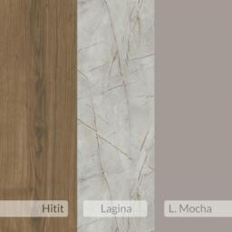 Rackhams Muju Modern C Shape Table Oak Effect Gold Marble Effect Mocha Grey Multipurpose  H 57cm - Anthracite-Mocha Grey-Ancient White - thumbnail 6