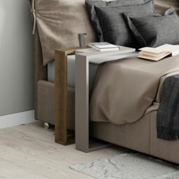 Rackhams Muju Modern C Shape Table Oak Effect Gold Marble Effect Mocha Grey Multipurpose  H 57cm - Anthracite-Mocha Grey-Ancient White - thumbnail 5