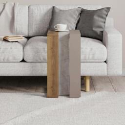 Rackhams Muju Modern C Shape Table Oak Effect Gold Marble Effect Mocha Grey Multipurpose  H 57cm - Anthracite-Mocha Grey-Ancient White - thumbnail 2