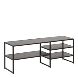Rackhams Seaford Black Metal Open TV Unit with 3 Black Shelves - 1