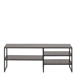 Rackhams Seaford Black Metal Open TV Unit with 3 Black Shelves - 1 - thumbnail 2