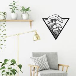 Rackhams Modern Metal Wall Art Sea Theme Home Ornament Decorative Minimalist Design Hanging Wall Sculpture, Black - Metal - Black - thumbnail 2