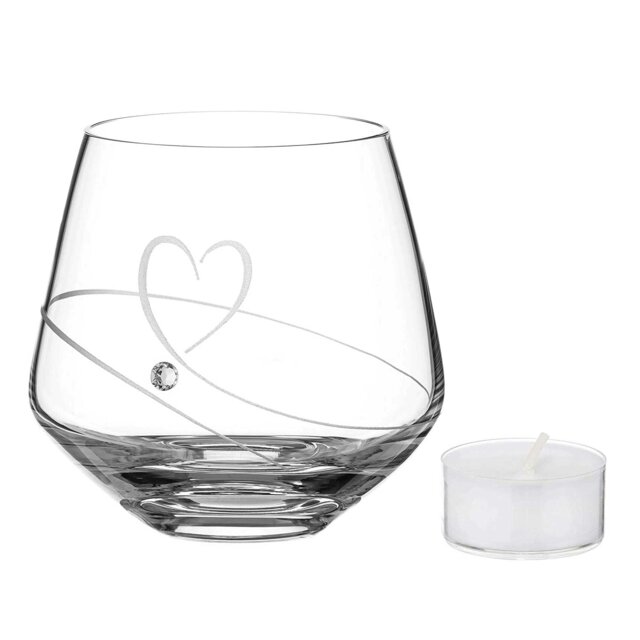 Rackhams Romance Heart Tea Light Holder Adorned with Crystals by Swarovski® - Made From Premium Lead Free Crystal Glass